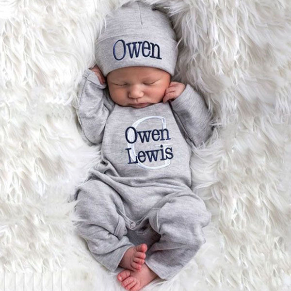 Baby Boy Coming Home Outfit, Newborn Boy Outfit, Print Monogrammed