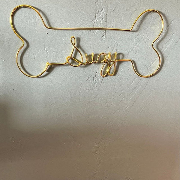 Personalized Dog Bone Name Sign Custom Dog Name Sign Wire Dog Name Sign