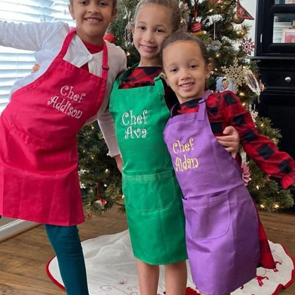 Custom Embroidered Apron with Pockets Christmas Gifts for Kids Aldult