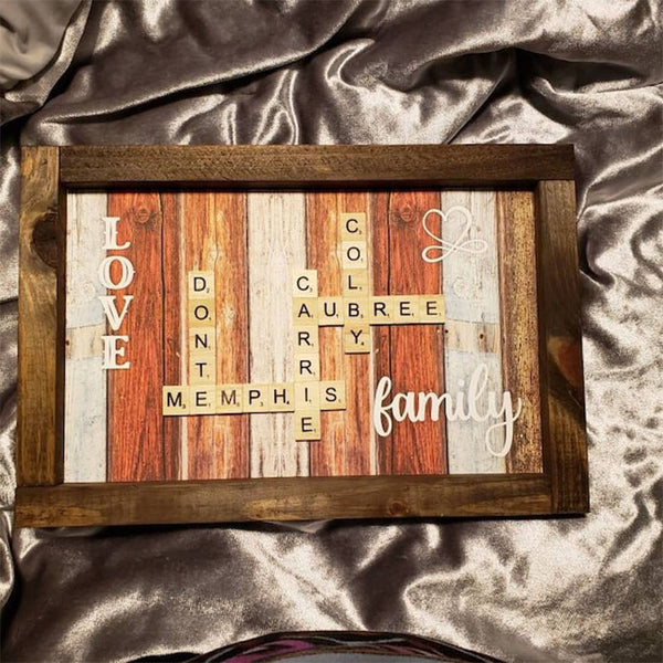 Scrabble Family Name Board | Personalized Frame | Scrabble Tile Wall Art