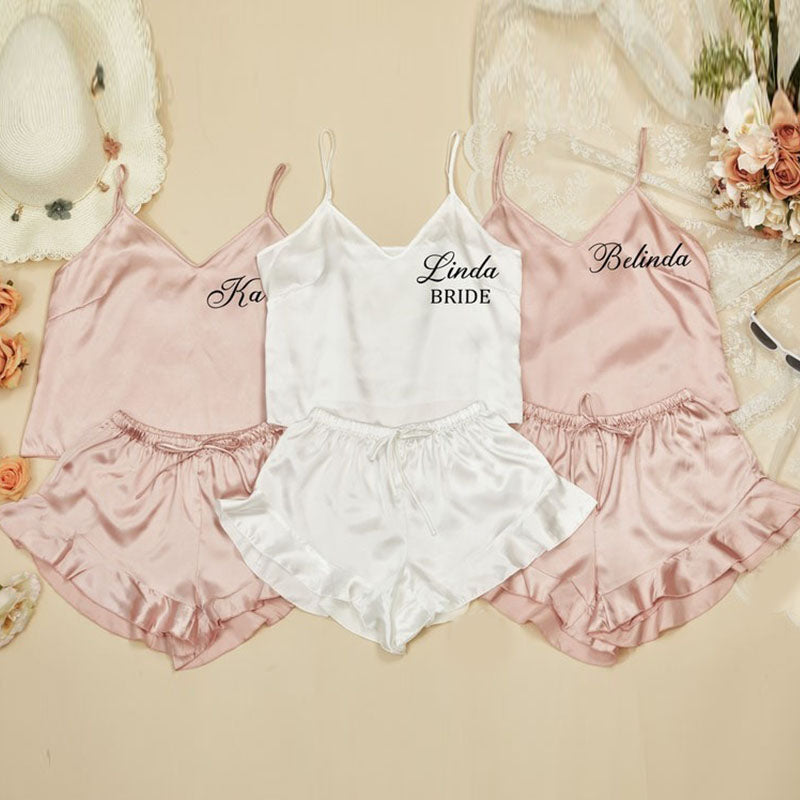 Personalised Bridal Party Pajamas Camisole Set, Wedding Bridesmaid PJs