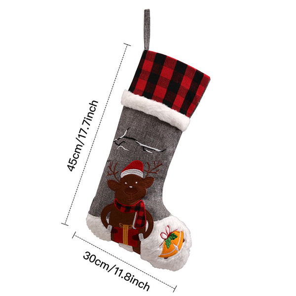 Personalized Christmas Ornament Stocking With Embroidered Pattern Gift