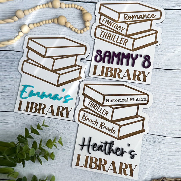 Library Sign, Personalized Library Sign, Book Shelf Decor