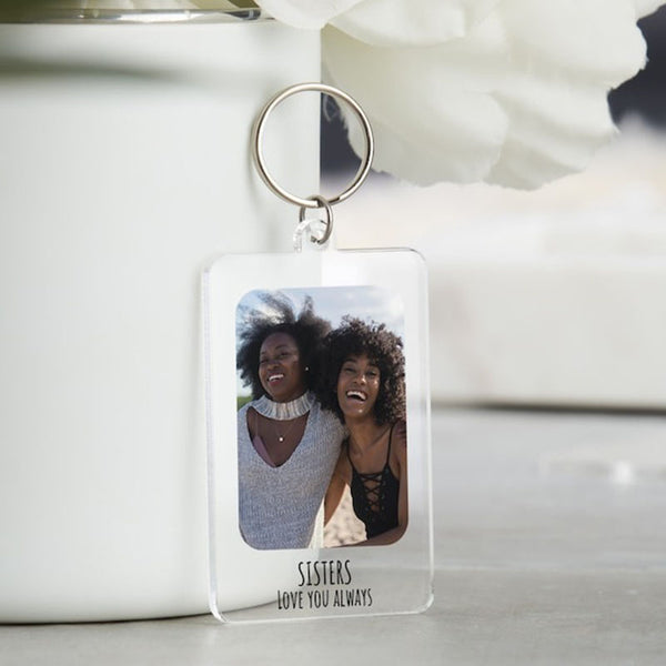 Personalised Photo Keyring, Keychain Gift with Message for Birthday, Anniversary,