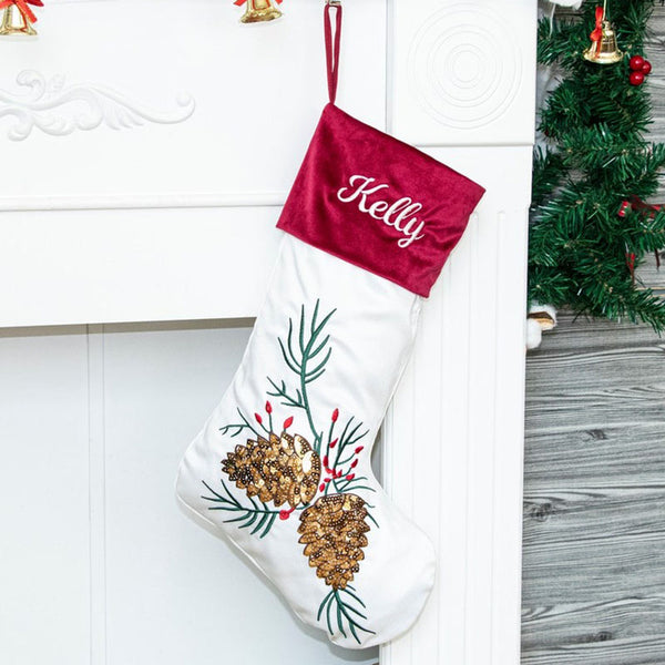 Christmas Stockings Personalized Velvet Sequin Holiday Ornaments