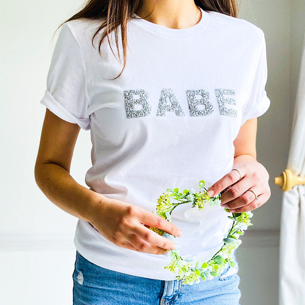 Bride t-shirt with sparkly rhinestone letters / Engagement Gift / Bride to be shirt