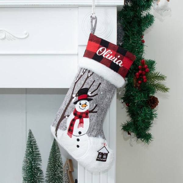 Personalized Christmas Ornament Stocking With Embroidered Pattern Gift