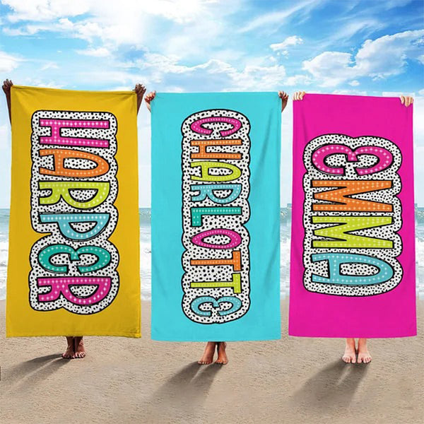 Personalized Multicolor Dots Beach Towel