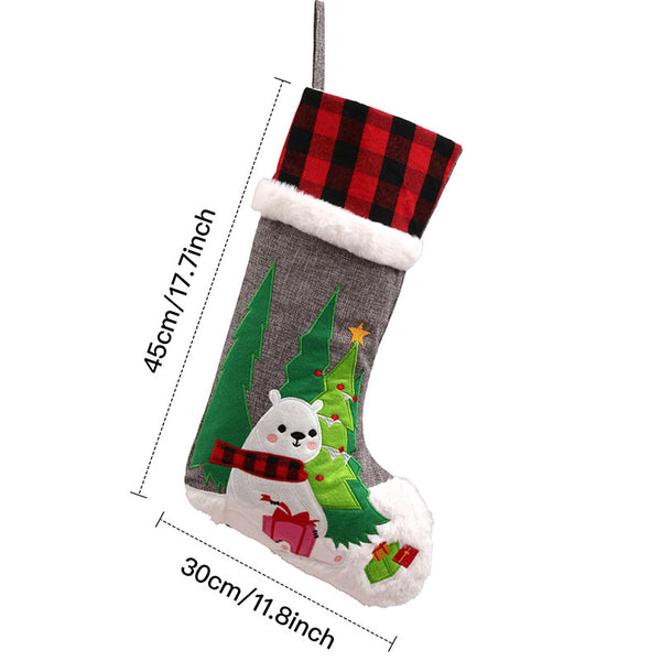 Personalized Christmas Ornament Stocking With Embroidered Pattern Gift