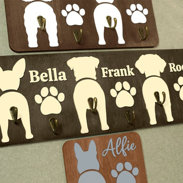 Custom Dog Leash Holder, Personalized Dog Butt Leash Holder for Wall, Dog Leash Hanger with Name