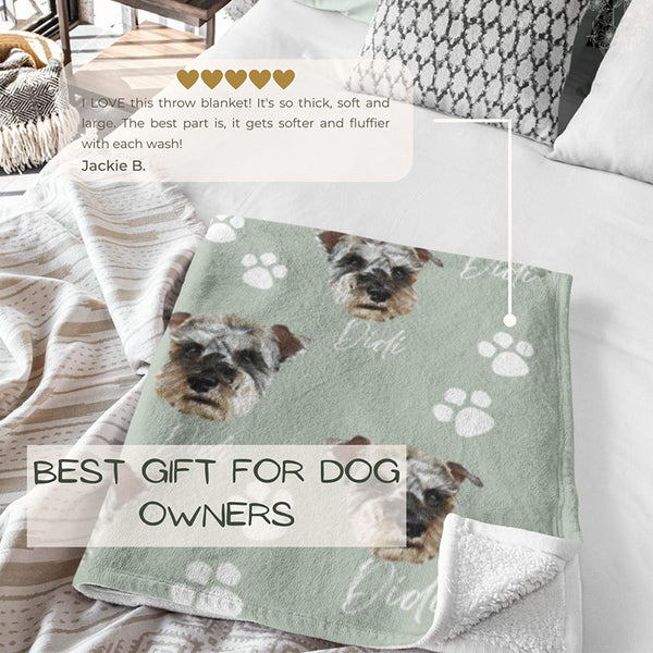 Personalized Pet Photo Blanket, Custom Dog Face and Name Blankets, Dog Throw Blankets, Dog Mom Gifts, Dog Keepsake