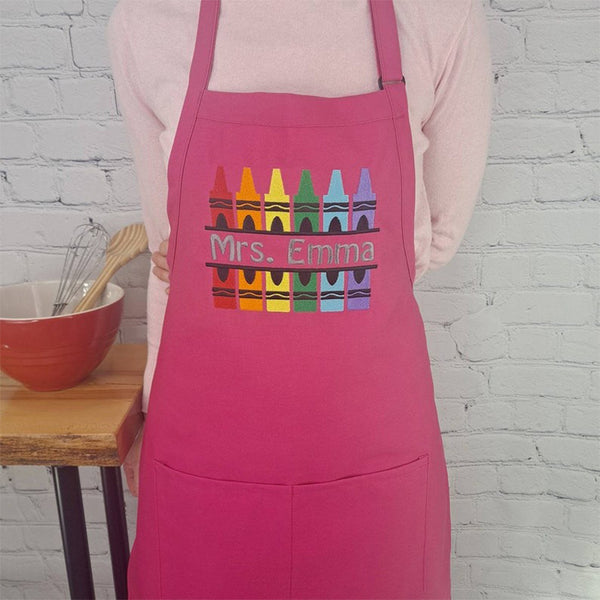 Teacher apron crayon art teacher gift