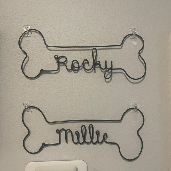 Personalized Dog Bone Name Sign Custom Dog Name Sign Wire Dog Name Sign