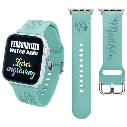 Monogram Name Apple Watch Band  Personalized Custom Laser Engraved Silicone Bands