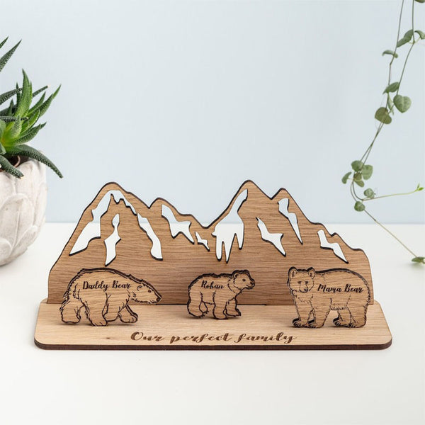 Personalised family bear scene, Christmas gift from kids