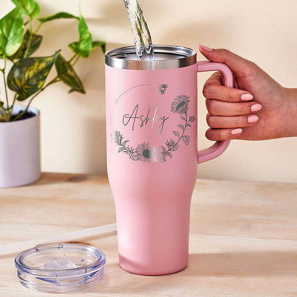 Personalized 40oz Tumbler With Handle, Lid and Straw