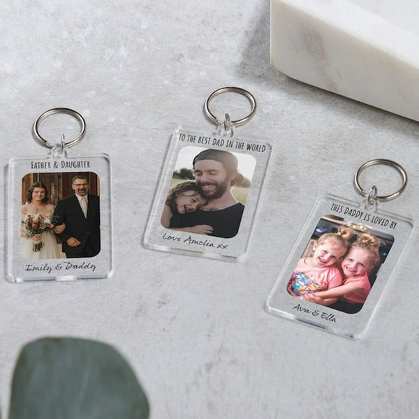 Personalised Photo Keyring, Keychain Gift with Message for Birthday, Anniversary,