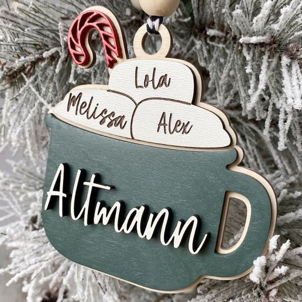 Hot Chocolate Ornament Personalized Family Christmas Ornaments Ornament With Member Names