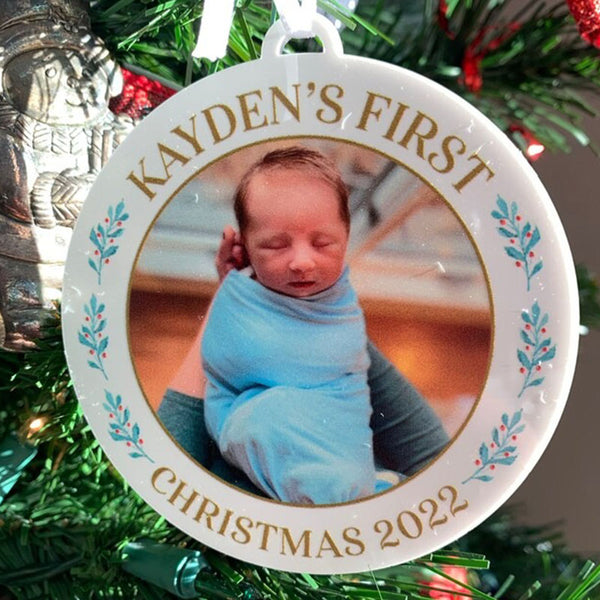 Baby's First Christmas Photo Ornament | Baby's First Christmas Ornament Baby Ornament Baby Gift Photo Ornament New Mom Gift