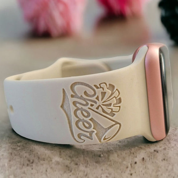 Personalized Watch Band for Apple, Samsung CHEER CHEERLEADER Engraved Silicone Sports Band