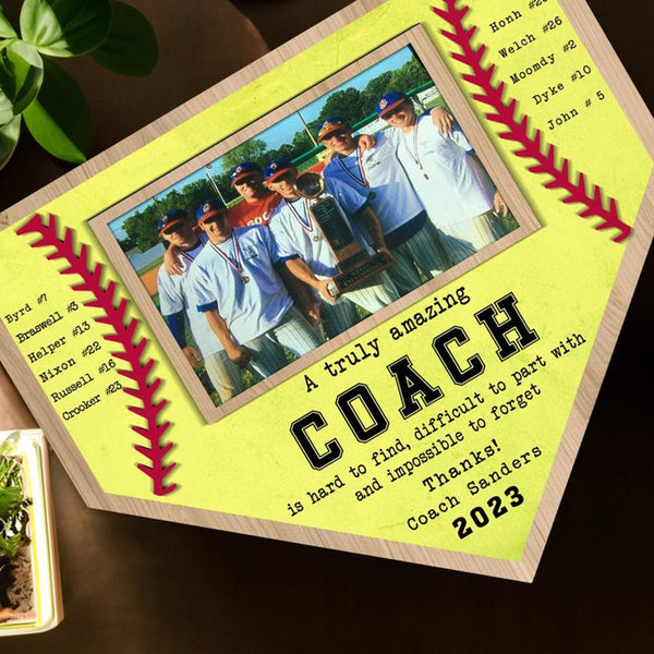 Custom Baseball Coach Wooden Sign,Team Photo Hanging Plaque, End of Season Manager Gift