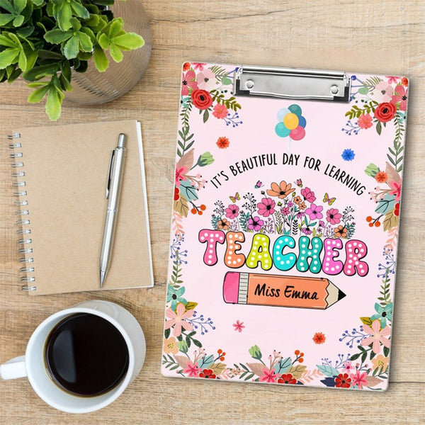 Personalized Teacher Acrylic Clipboard, Custom Name Clipboard For Teacher