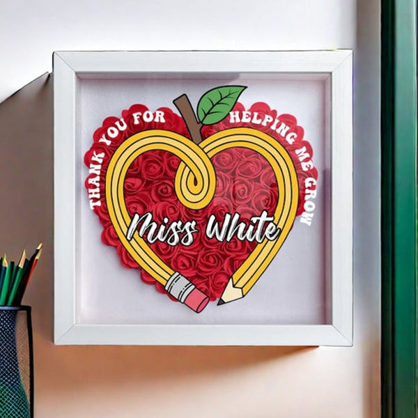 Custom Teacher Pencil Apple Shadow Box|School Office Sign