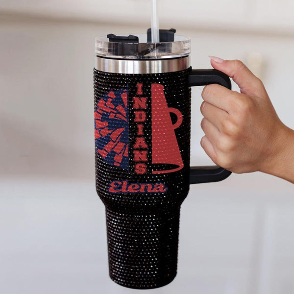 Rhinestone Thermos Tumbler With Lid And Straw，Tumblers