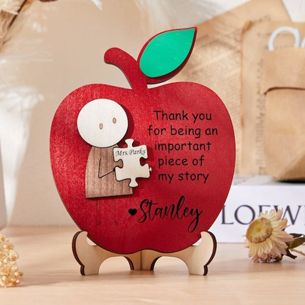 Apple Puzzle Piece Sign Teacher Name Sign Personalized Teacher Apple Sign