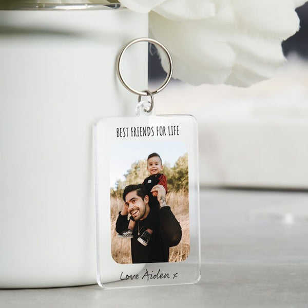 Personalised Photo Keyring, Keychain Gift with Message for Birthday, Anniversary,