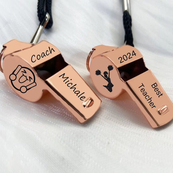 Custom Whistle Necklace Personalized Coach Whistle Engraved Whistle Personalized Teacher Gift