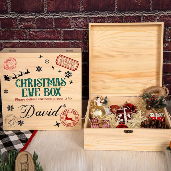 Custom Christmas Eve Box,personalised wooden gift box