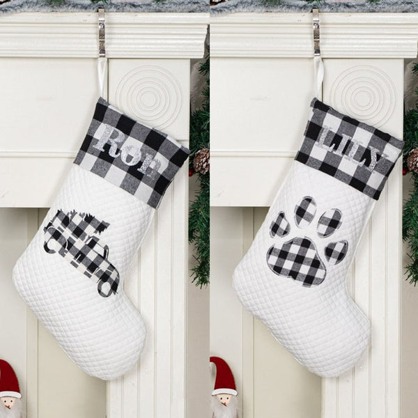 Personalized Christmas Stockings With White Ornaments