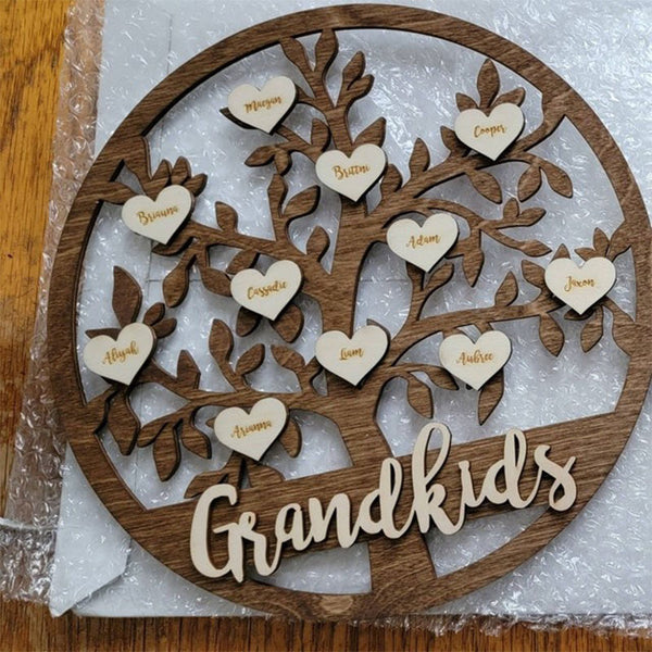 Grandkids Christmas Birthday Gift Family Tree Sign Custom Hanging Grandparent