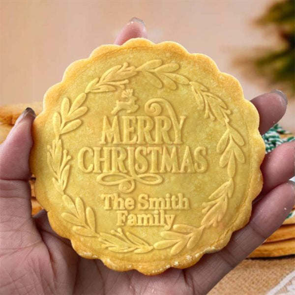 Personalized Christmas Wreath Design Cookie Stamp Family Cookie