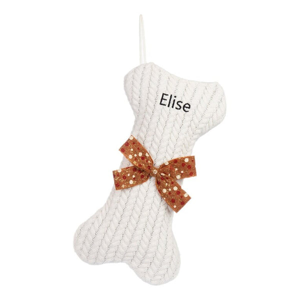 Personalized Dog Bone Christmas Stockings, Custom Holiday Decoration Bone Stockings With Name