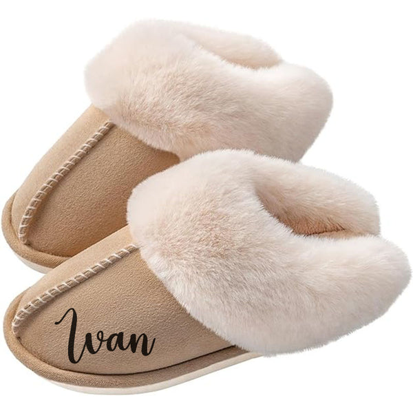 Personalized Women's Slippers Memory Foam House Slippers with Rubber Sole