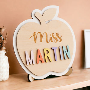 Teacher Apple Sign, Gifts For Teachers, Teacher Sign For Desk