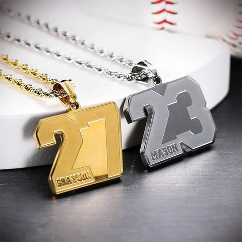 Custom Name Sports Number Necklace | Number Sports Necklace Custom Name