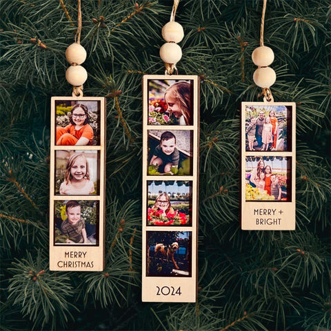 Photo Ornament, Photo Strip Ornament, Personalized Photo Strip Christmas Ornament