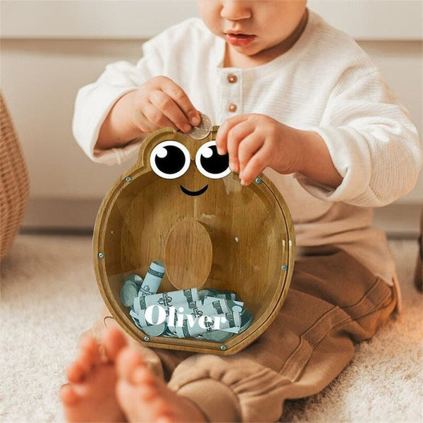 Alphabet Money Pot   Money Box with Sticker  Wooden Money Box Gift for Adults Kids Christmas Birthday Gift