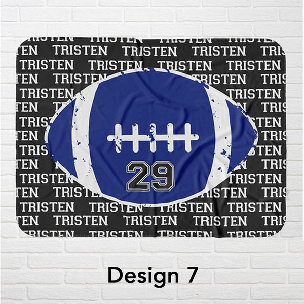 Personalized Football Blanket, Gift Idea for Football Player, Minky Kids Football Blanket