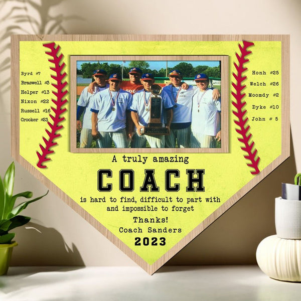 Custom Baseball Coach Wooden Sign,Team Photo Hanging Plaque, End of Season Manager Gift