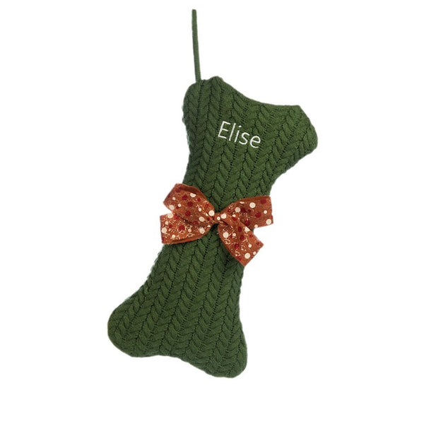 Personalized Dog Bone Christmas Stockings, Custom Holiday Decoration Bone Stockings With Name