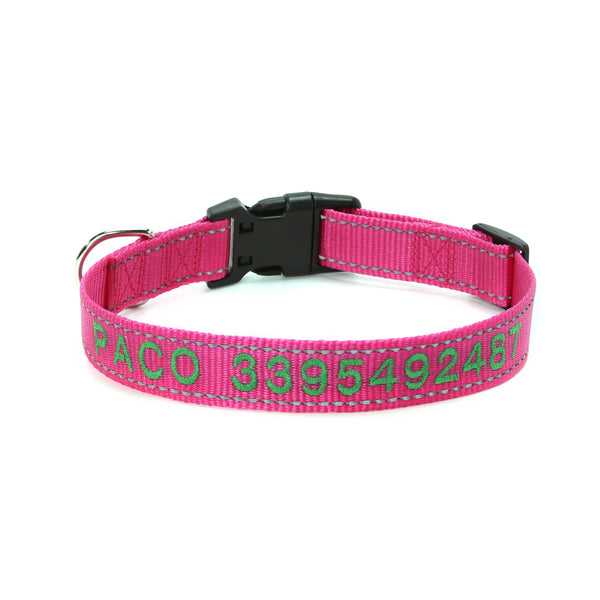 Embroidered Dog Collar, Personalized Cat, Name & Number, Multiple Options, Nylon Adjustable