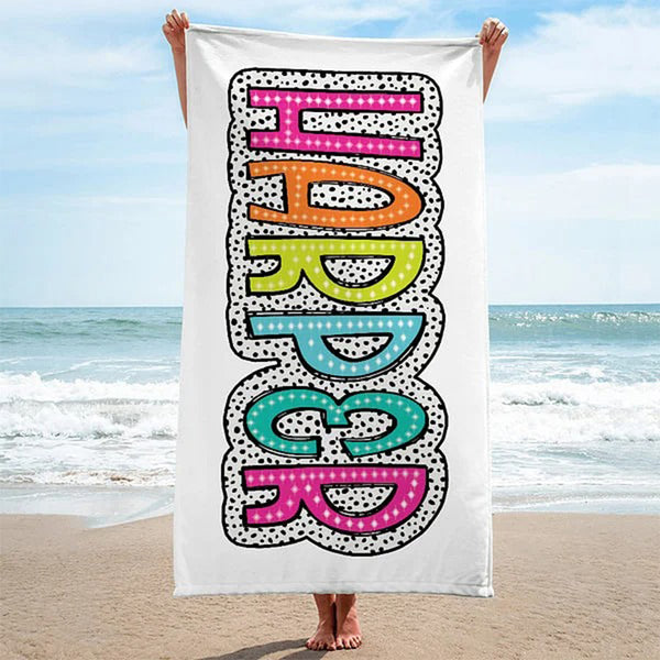 Personalized Multicolor Dots Beach Towel