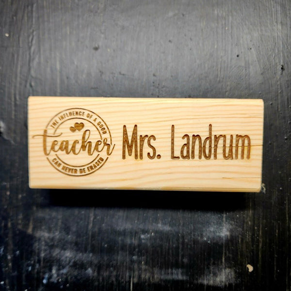 Personalized Teacher Whiteboard/Chalkboard Eraser Gift Set, Hand Painted