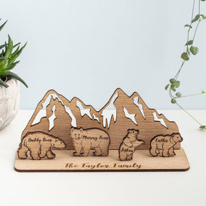 Personalised family bear scene, Christmas gift from kids