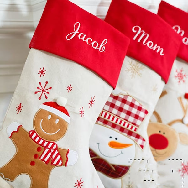 Embroidered, personalized christmas stockings