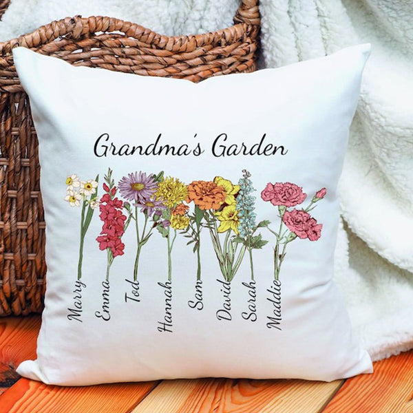 Grandma Mother's Day Gift, Personalize Grandma's Garden Pillow